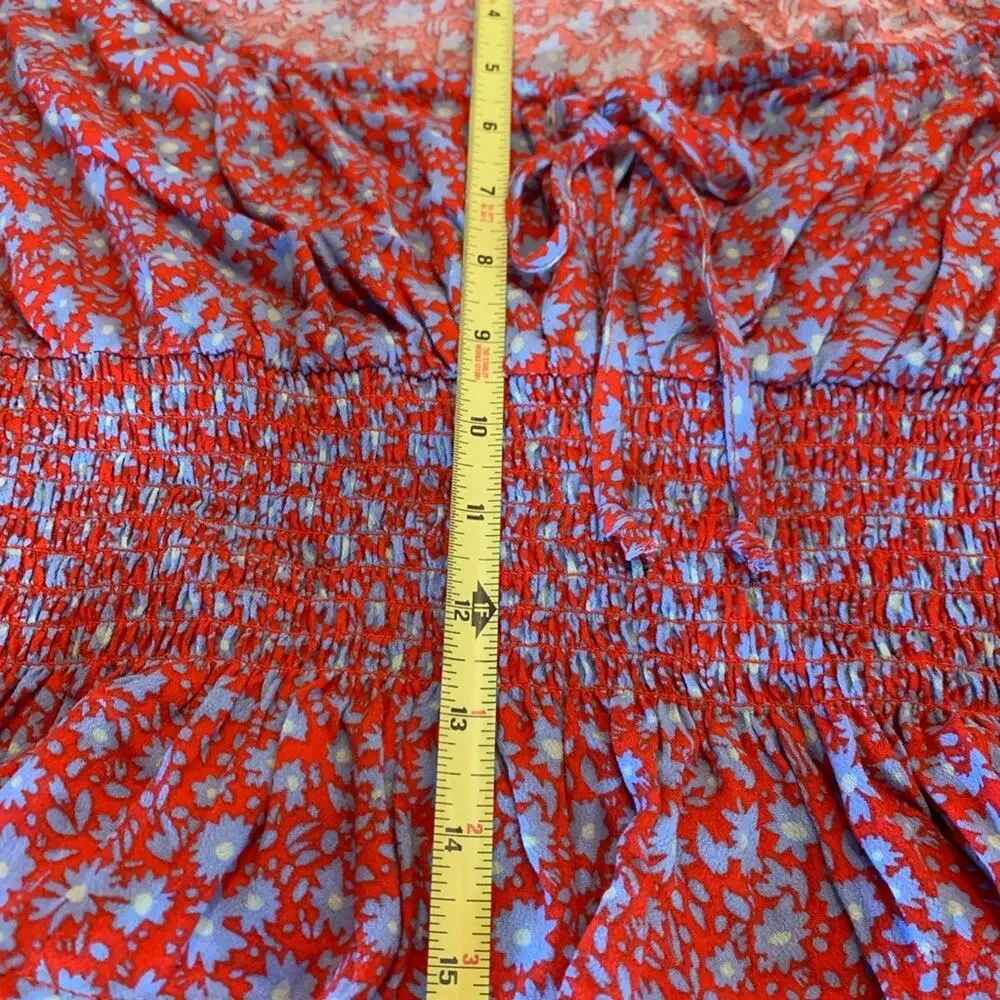 Free People Floral Bell Sleeve Top Size XSmall
